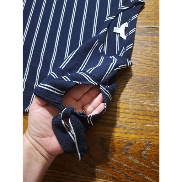 XL Lauren Conrad Blue White Striped Casual Short Sleeve Dress - Picture 3 of 4